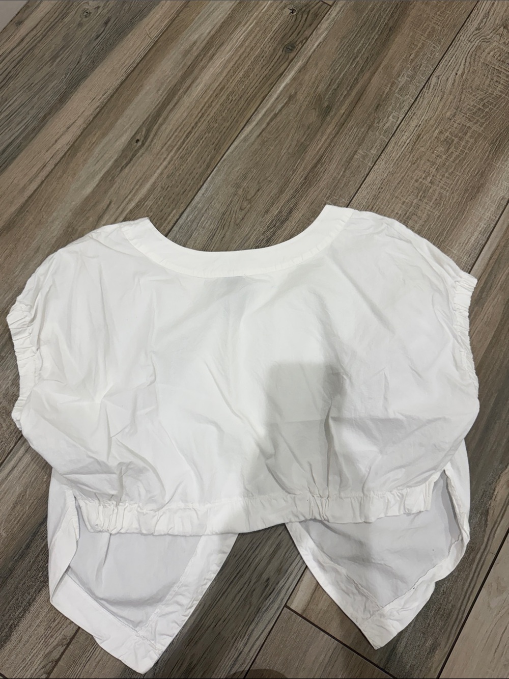 bobi White Cotton Crop Top with Elastic Hem